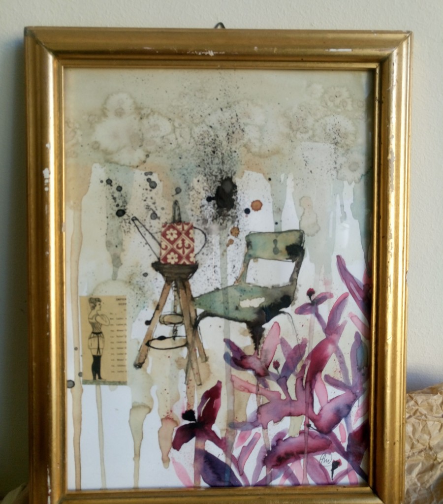 GIARDINO DINVERNO - coffee, ink, ecolines, collage on paper *SOLD*