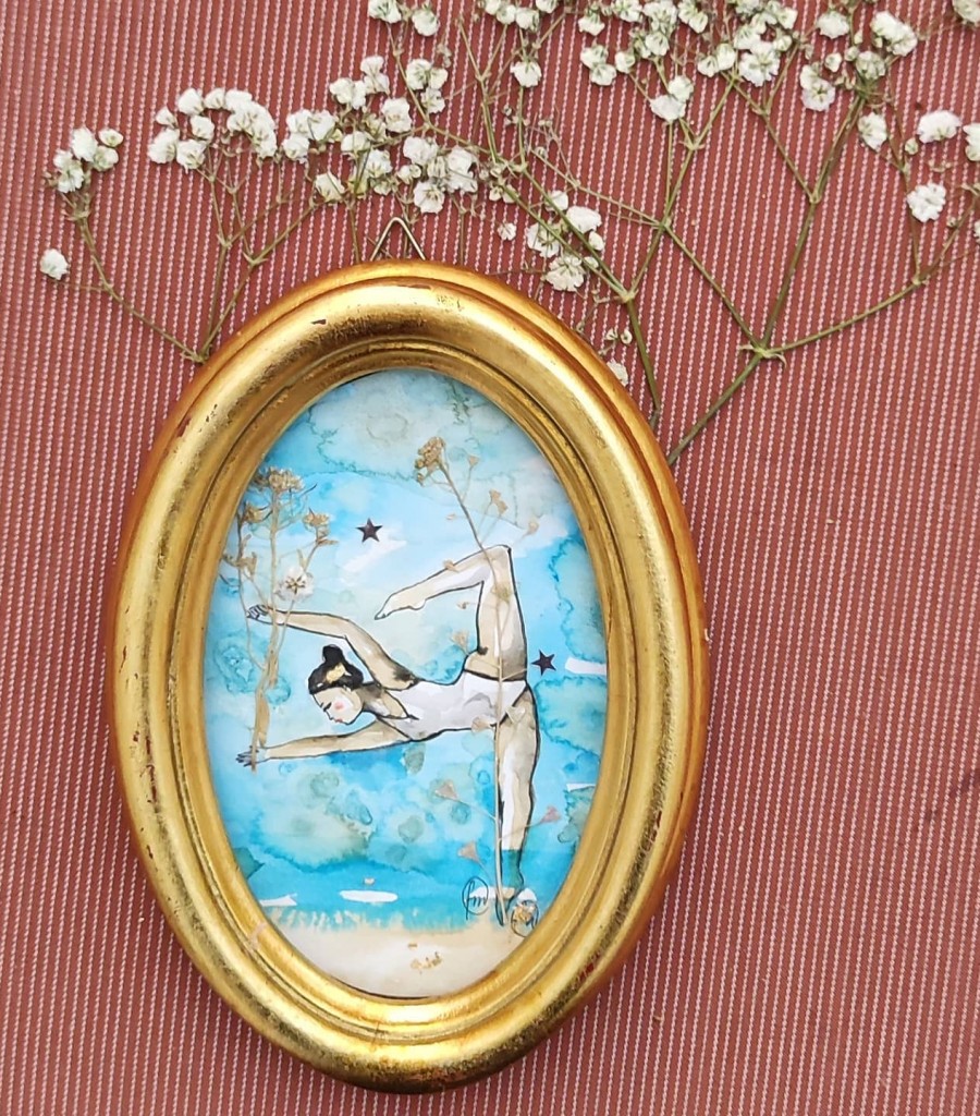 acrobata acquatica in azzurro . 13x18cm/collezione privata
